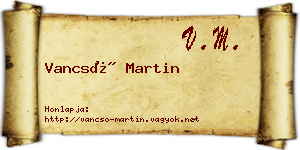 Vancsó Martin névjegykártya